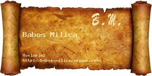 Babos Milica névjegykártya